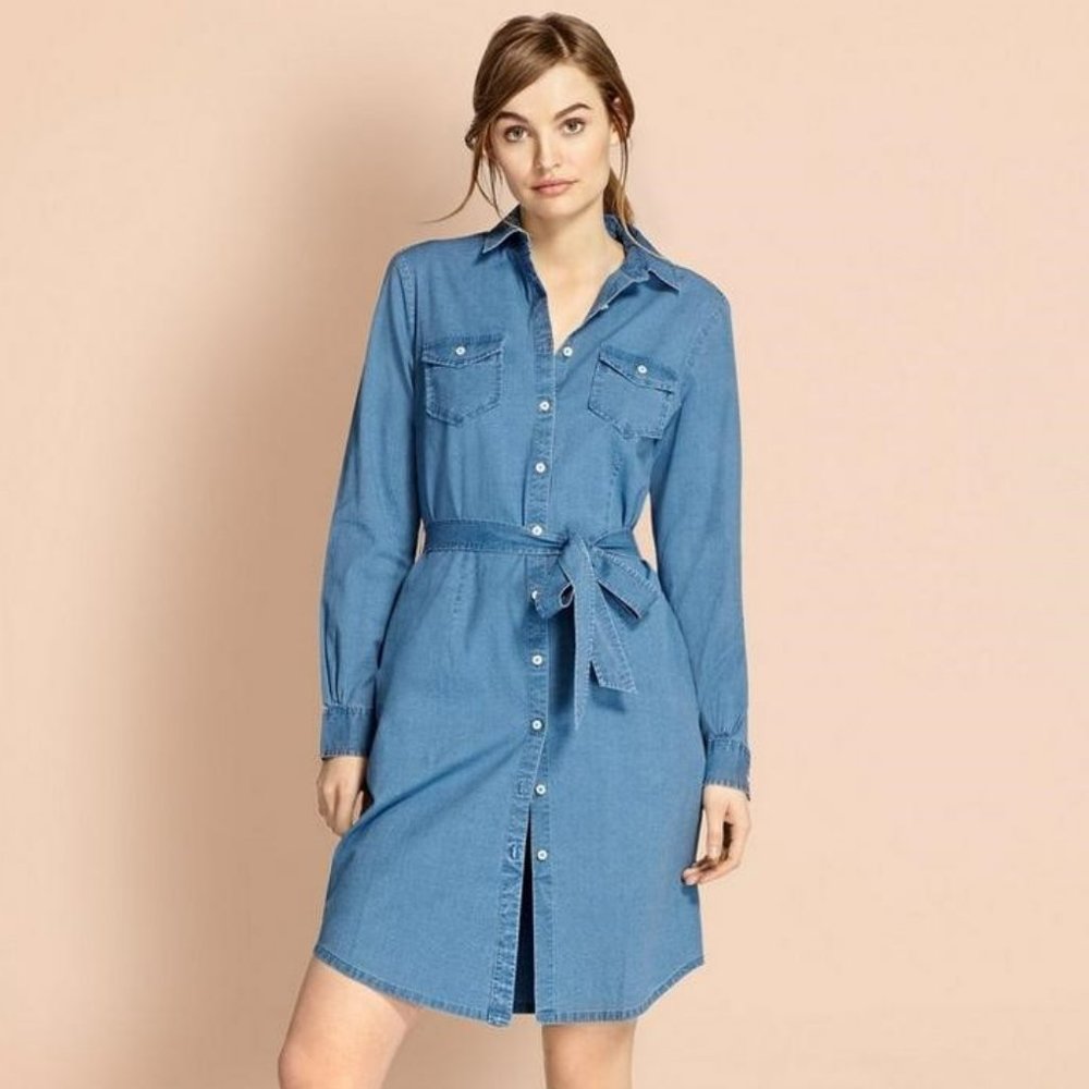Brooks Brothers Cotton Chambray Shirt Dress EUC (Denim-look)